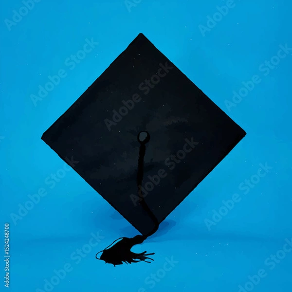 Fototapeta Graduation Cap Rests Symbolically on Blue Background

