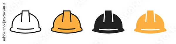 Fototapeta Safety hat icon. Hard hat vector set. Construction safe hat sign. Builder protection. Hard work icon set.
