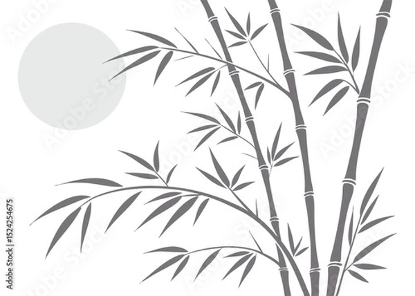 Obraz Bamboo forest illustration with moon japanese zen design vector background for wallpaper and decoration art

