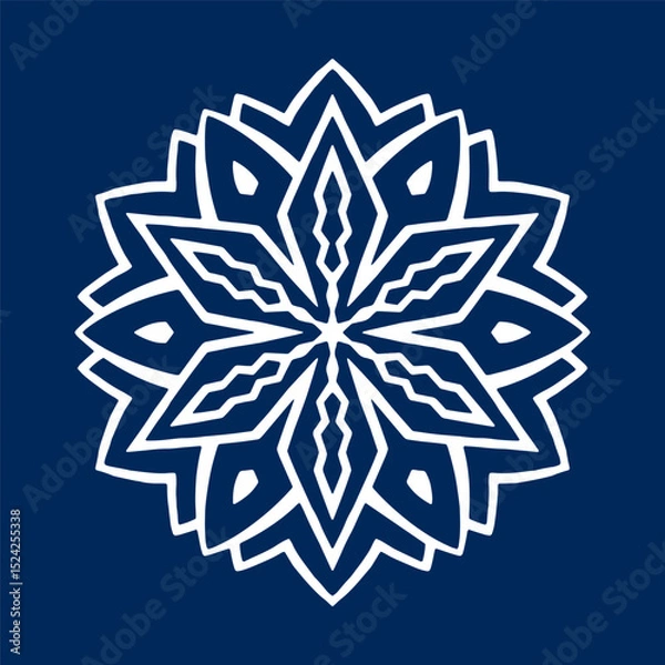 Obraz Snowflake on blue background 1. Decoration for New Year Christmas and winter holidays. Vector illustration