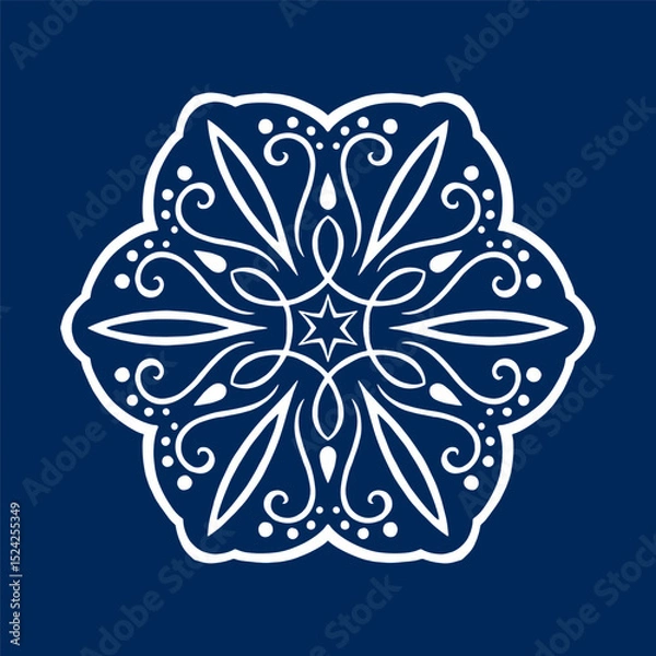 Obraz Snowflake on blue background 5. Decoration for New Year Christmas and winter holidays. Vector illustration