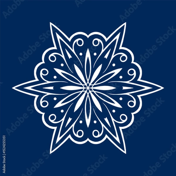 Obraz Snowflake on blue background 4. Decoration for New Year Christmas and winter holidays. Vector illustration
