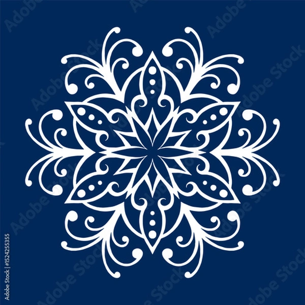 Obraz Snowflake on blue background 2. Decoration for New Year Christmas and winter holidays. Vector illustration