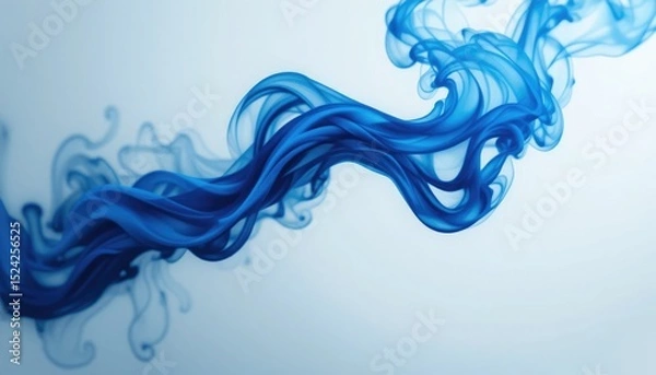 Fototapeta Waves of blue abstract smoke on a white backdrop