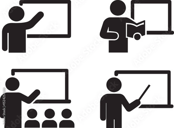 Fototapeta Teacher with chalkboard icons set