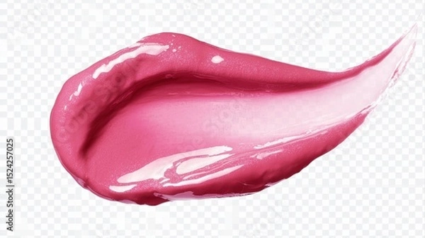 Fototapeta Pink gloss lipstick texture smear on transparent background, Beauty cosmetic pattern , lipstick or blush or eye shadow or nail polish smudge trendy color