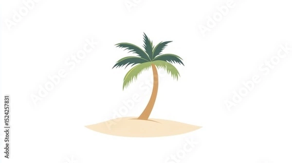 Fototapeta Solitary palm on small sand island, curved trunk