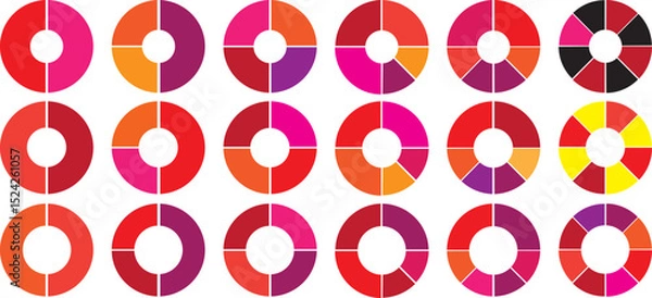 Obraz Circle diagram, pie chart infographic design. Flat process cycle. Progress sectors. business elements and statistics with numbers. Colorful diagram collection with Kalar 