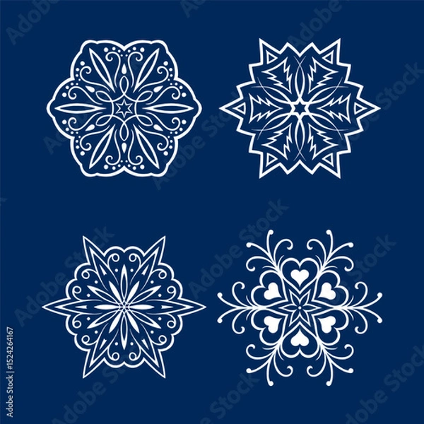 Obraz Set of snowflakes. Decoration for new year, christmas and winter holidays. Vector illustration