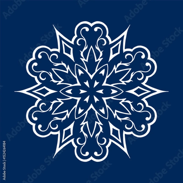 Obraz Snowflake on blue background 8. Decoration for New Year Christmas and winter holidays. Vector illustration