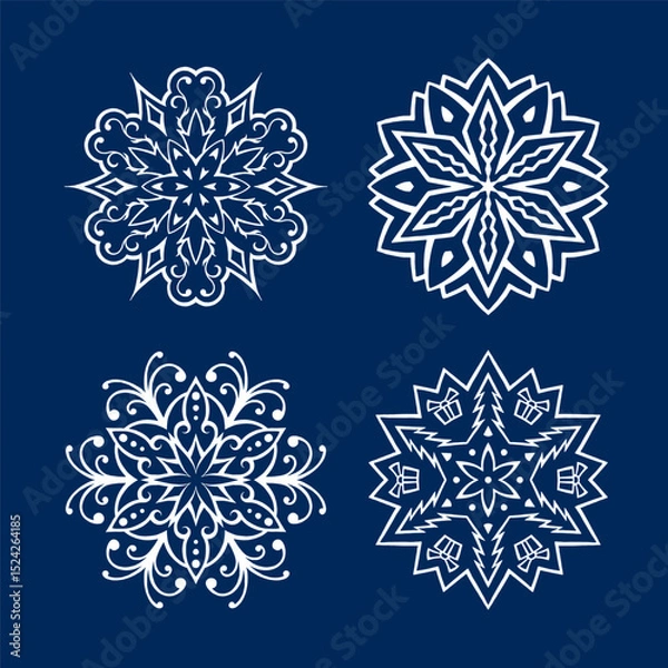 Obraz Decoration for new year, christmas and winter holidays. Set of snowflakes. Vector illustration