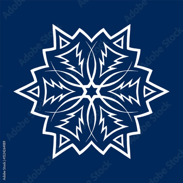 Obraz Snowflake on blue background 6. Decoration for New Year Christmas and winter holidays. Vector illustration
