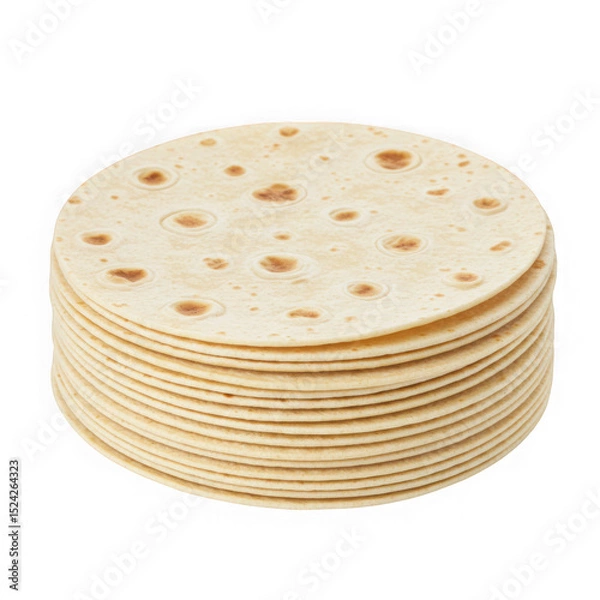 Fototapeta Stack of tortillas wraps isolated on transparent background
