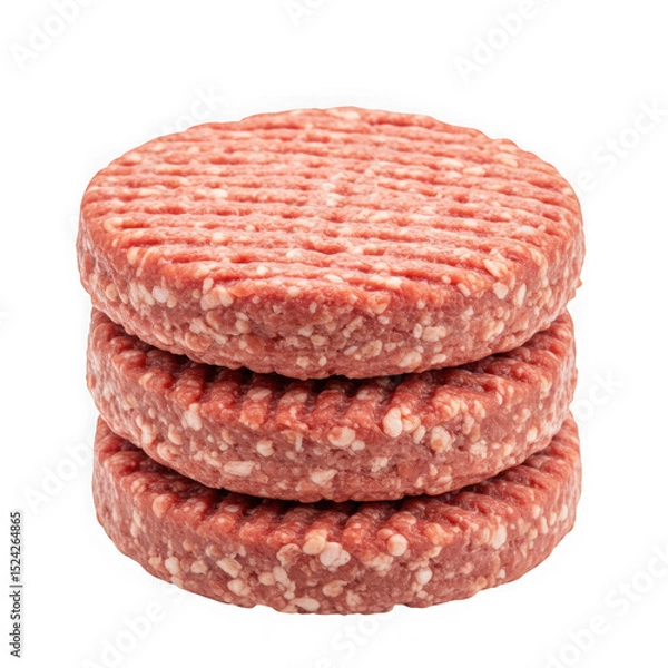 Fototapeta Stack of raw burger patties on transparent background