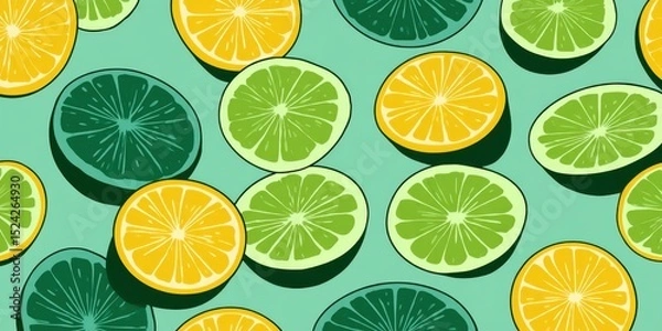 Obraz Colorful Stylized Citrus Pattern for Wallpaper and Fabric