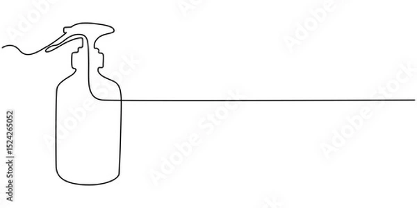 Fototapeta Disinfectant Spray Continuous Line Editable Stroke Icon, Line Drawing of Simple Bottle on White Background, 