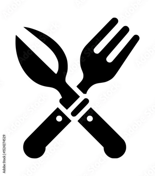Obraz Crossed knife and fork restaurant icon