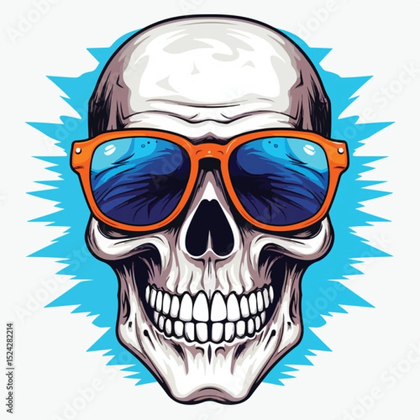 Fototapeta Unique Cool Skull Cartoon Vector Illustration for Graphic Design Projects