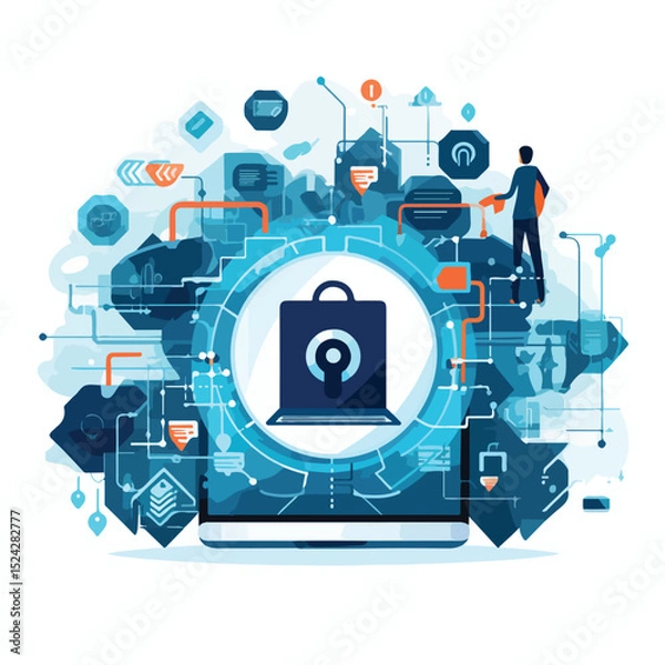 Fototapeta Professional Cyber Security Design Vector Illustration for Data Protection Concepts