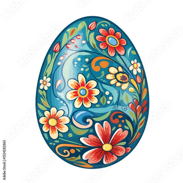 Fototapeta Easter Decorated Egg Icon Vector Illustration for Festive Designs