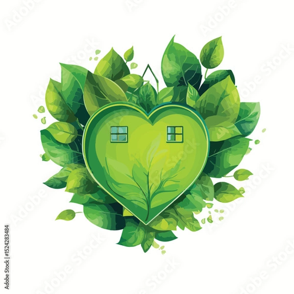 Fototapeta Sustainable Eco House Symbol Vector Illustration for Green Architecture Design