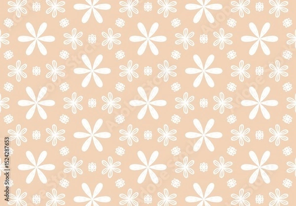 Fototapeta Elegant Peach Floral Pattern Seamless Texture Perfect for Wedding Invitations and Feminine Designs (Created by graphics program)