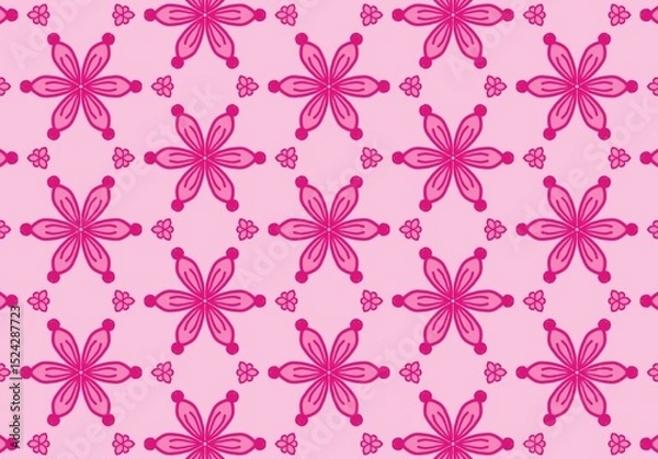 Fototapeta Pretty Pink Floral Pattern Seamless Design Perfect for Textile Fabric Wallpaper Backgrounds (Created by graphics program)