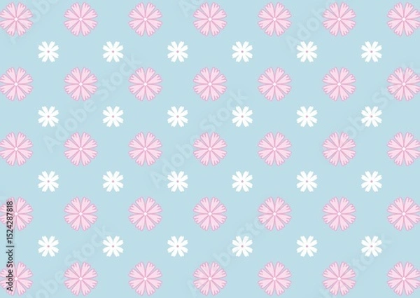 Fototapeta Pretty Pastel Pink and White Floral Pattern Seamless Repeat Background Texture Design (Created by graphics program)