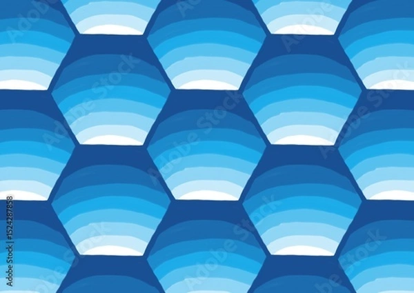Fototapeta Abstract Hexagon Pattern Blue Hues Seamless Design Background Texture Perfect for website banners or textile prints (Created by graphics program)