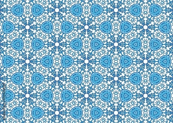 Fototapeta Elegant Blue and White Seamless Pattern Design Perfect for Textile Fabric Wallpaper Background (Created by graphics program)