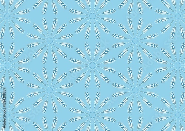 Fototapeta Seamless Pastel Blue Feather Mandala Pattern Design for Fabric Textile Print (Created by graphics program)