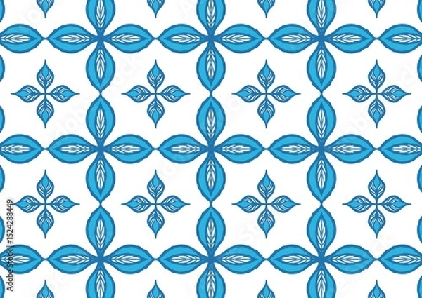 Fototapeta Elegant Blue Floral Pattern Seamless Design Perfect for Textile Wallpaper Background Fabric Print (Created by graphics program)
