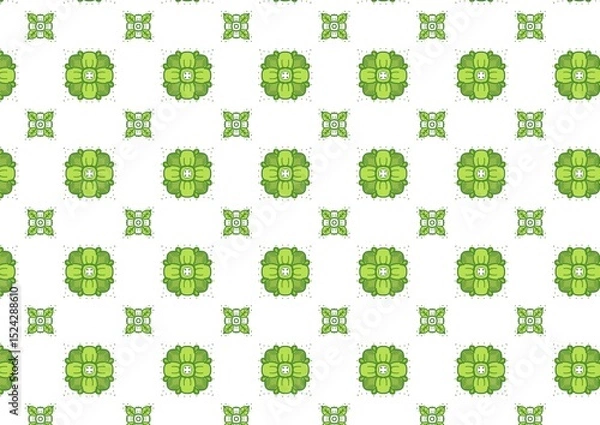 Fototapeta Elegant Green Floral Pattern Seamless Design Perfect for Textile and Wallpaper Projects (Created by graphics program)