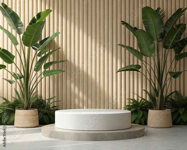 Fototapeta empty podium on wooden table