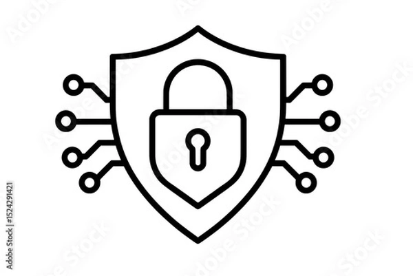 Fototapeta Secure Network Shield Icon – Cybersecurity and Data Protection
