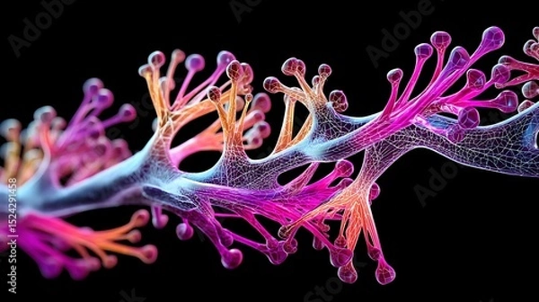 Obraz A glowing representation of neural connections in the brain, showcasing intricate pathways and synapses in vibrant colors.