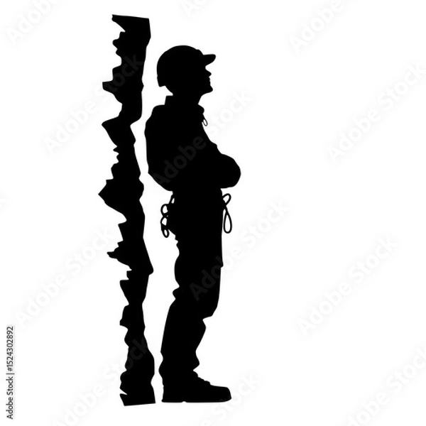 Fototapeta a black silhouette of a soldier with a map black, man, map, silhouette, soldier, stand , Generative art.