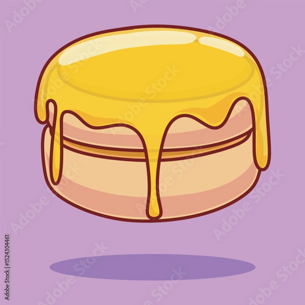 Fototapeta Pancakes with maple syrup. Cute drawn vector illustration.