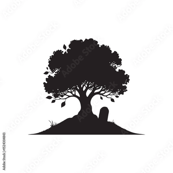 Obraz "Nature's Sanctuary: Minimalist Tree Silhouette Logo"