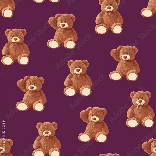 Obraz Seamless Teddy Bears Pattern 16 June 2025