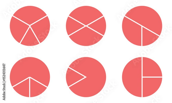Obraz Pie charts diagrams. Different color circles isolated. Infographic element round shape.