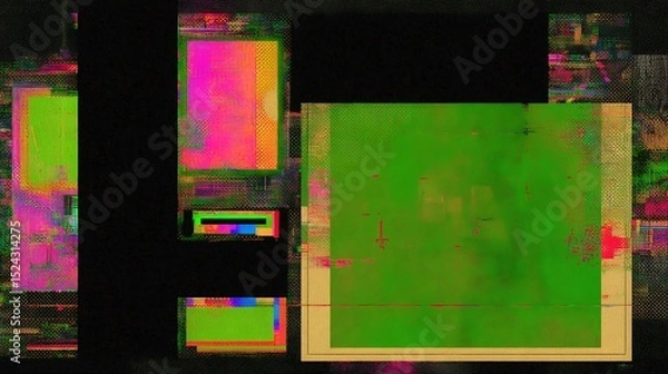 Fototapeta Abstract composition with geometric and glitch elements
