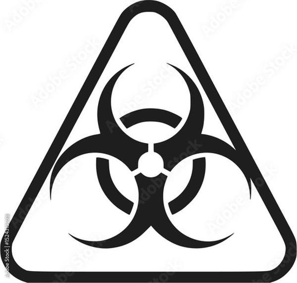 Obraz Biohazard Symbol Triangle Warning Sign Black and White Vector Icon Inf