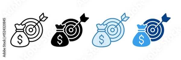 Fototapeta Financial Goal Icon Set Multiple Style Collection