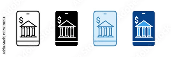 Fototapeta Mobile Banking Icon Set Multiple Style Collection