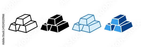 Fototapeta Gold Bars Icon Set Multiple Style Collection