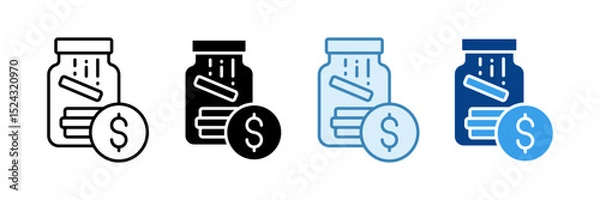 Fototapeta Money Jar Icon Set Multiple Style Collection