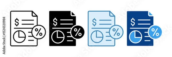 Fototapeta Financial Report Icon Set Multiple Style Collection