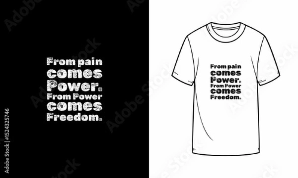 Fototapeta Freedom quote t-shirt design with distressed bold text, empowerment message, monochrome style, high contrast layout, perfect for strong statement fashion wear.