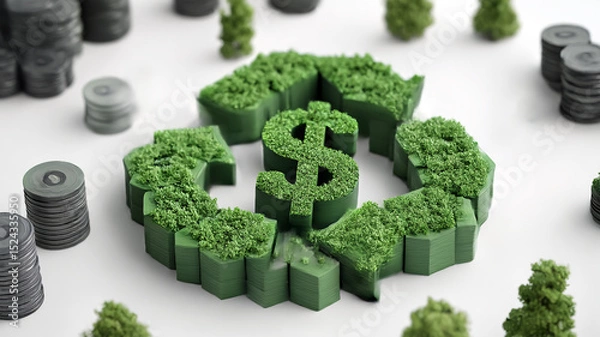 Obraz Green Economy and Sustainable Development: Currency Symbol in Circular Economy